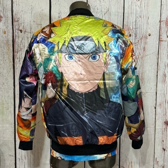REASON CLOTHING BRAND X NARUTO SHIPPUDEN explosion satin Puffer Bomber jacket - Picture 1 of 15